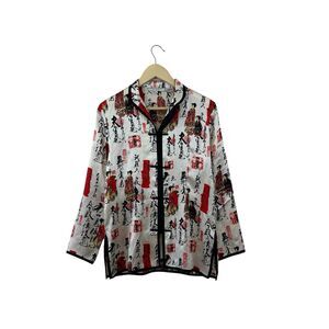 Vintage Linda Hartman Intimates Small Silk Shirt Asian Japanese Womens